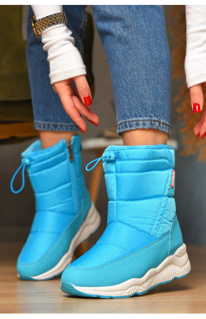 Дутики женские на меху голубого цвета 741-3 208498C