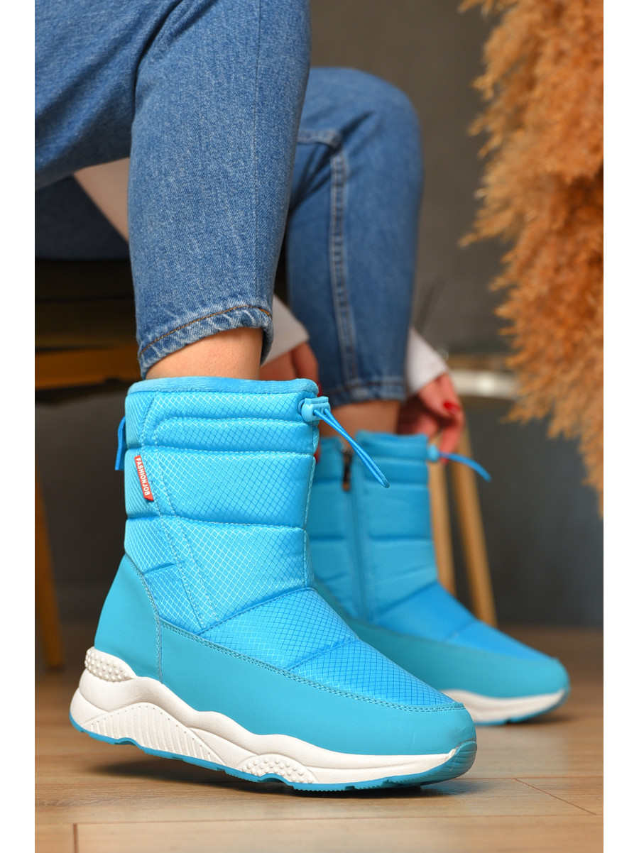 Дутики женские на меху голубого цвета 741-3 208498C