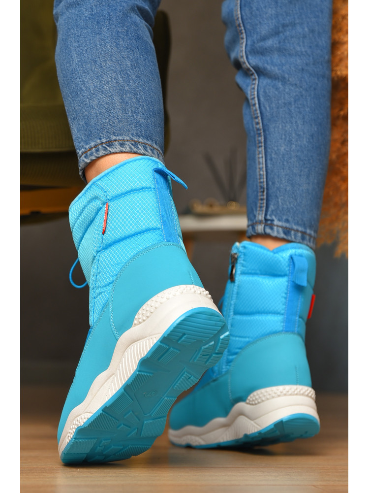 Дутики женские на меху голубого цвета 741-3 208498C