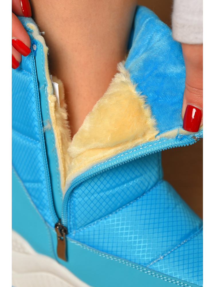 Дутики женские на меху голубого цвета 741-3 208498C