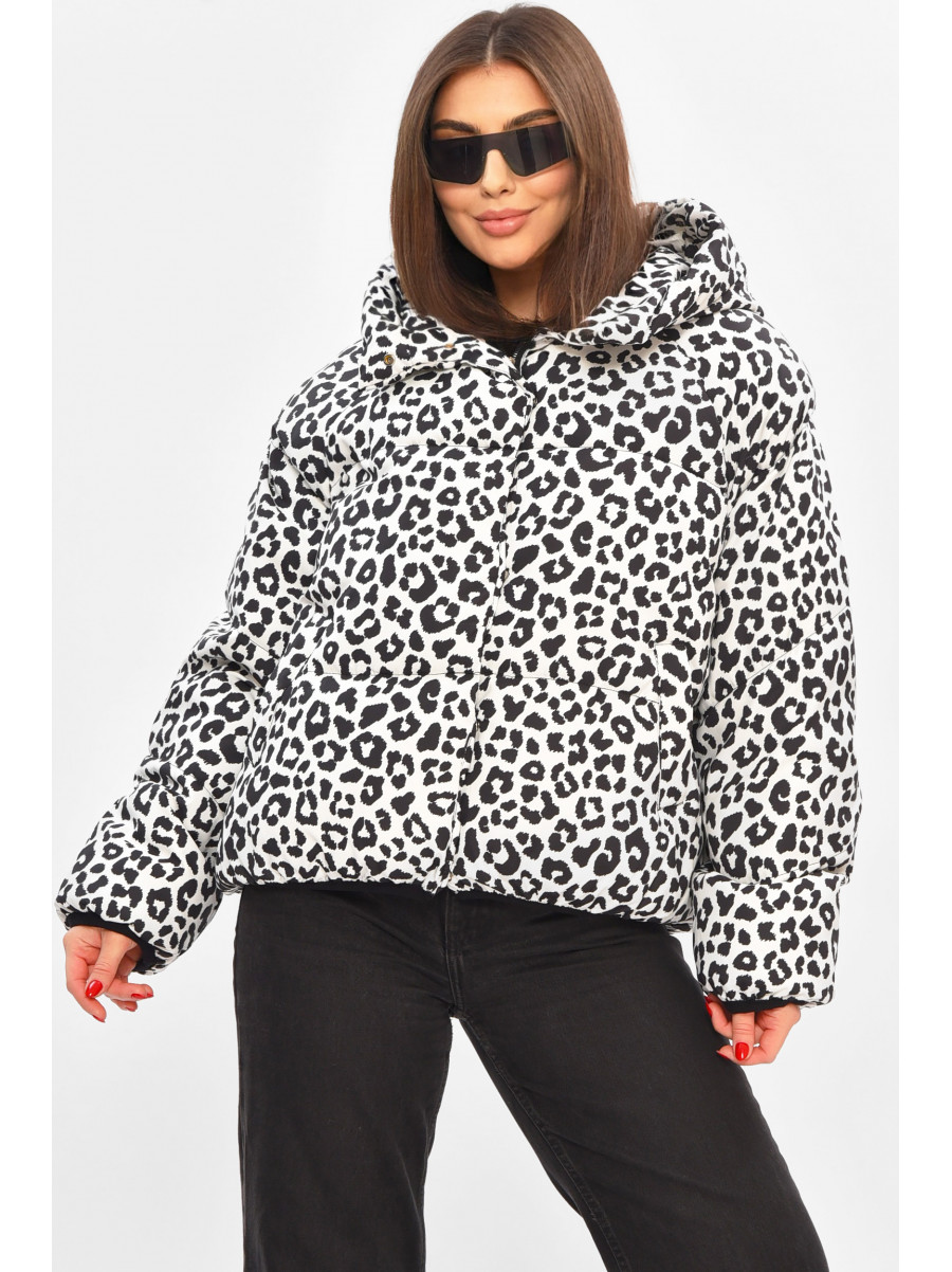 Куртка жіноча демісезонна білого кольору з принтом 05 208499C