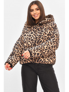 Куртка женская демисезонная бежевого цвета с принтом 05 208500C