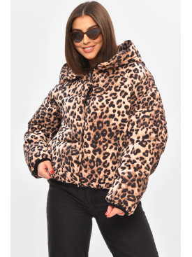 Куртка жіноча демісезонна бежевого кольору з принтом 05 208501C