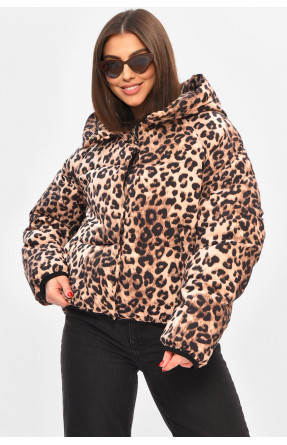 Куртка жіноча демісезонна бежевого кольору з принтом 05 208501C