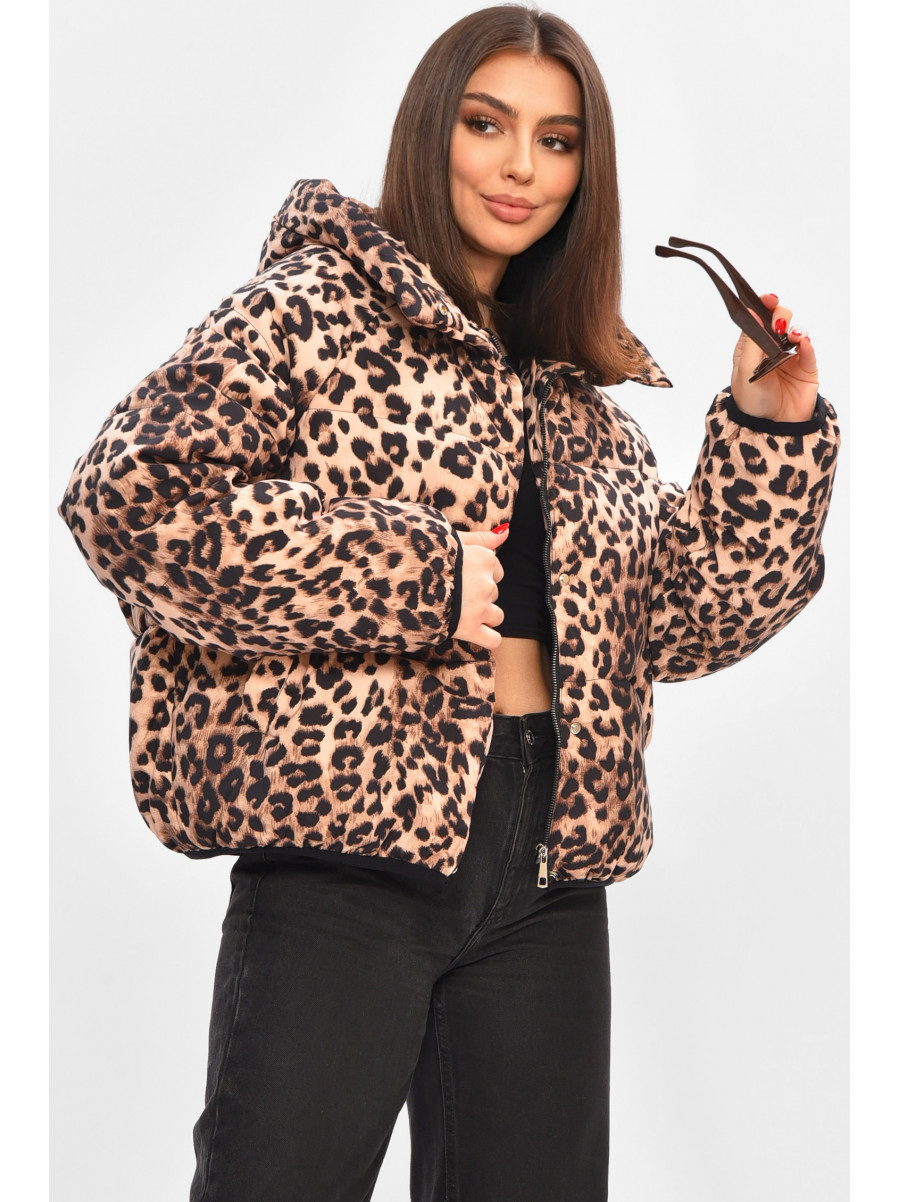 Куртка жіноча демісезонна бежевого кольору з принтом 05 208501C