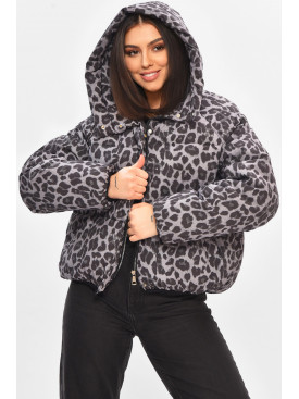 Куртка жіноча демісезонна сірого кольору з принтом 05 208502C