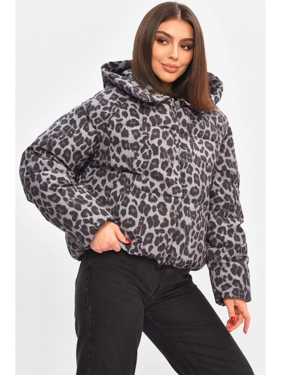 Куртка жіноча демісезонна сірого кольору з принтом 05 208502C