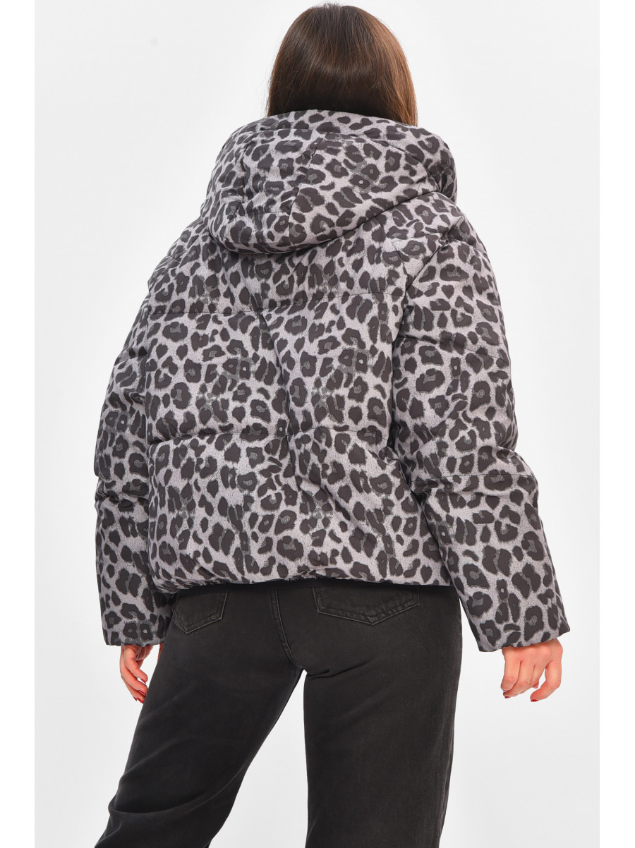 Куртка жіноча демісезонна сірого кольору з принтом 05 208502C