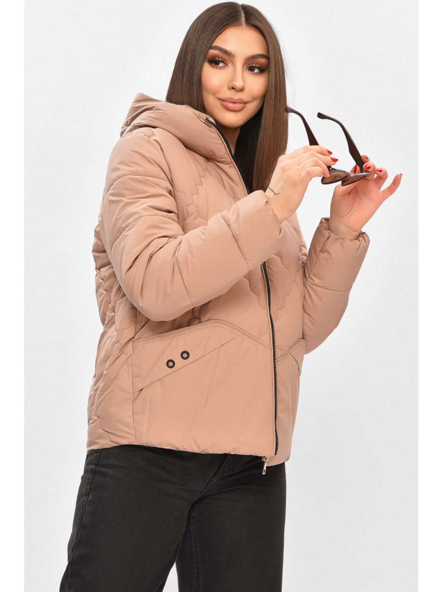 Куртка жіноча демісезонна бежевого кольору 8032 208528C