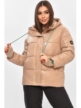 Куртка жіноча демісезонна бежевого кольору 1108 208546C