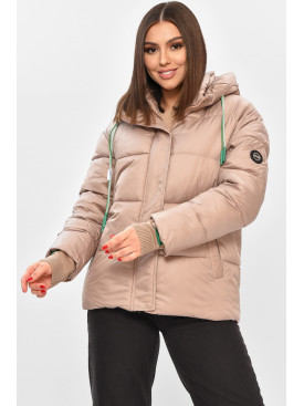 Куртка жіноча демісезонна темно-бежевого кольору 1108 208547C