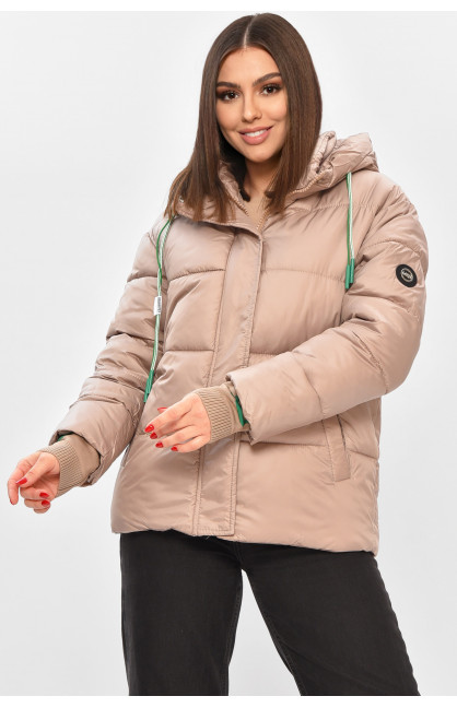 Куртка жіноча демісезонна темно-бежевого кольору 1108 208547C