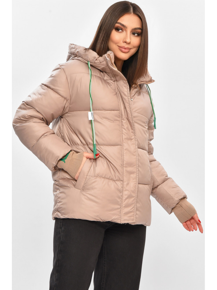 Куртка жіноча демісезонна темно-бежевого кольору 1108 208547C