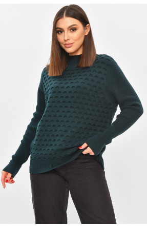 Светр жіночий однотонний темно-зеленого кольору 2626 208549C