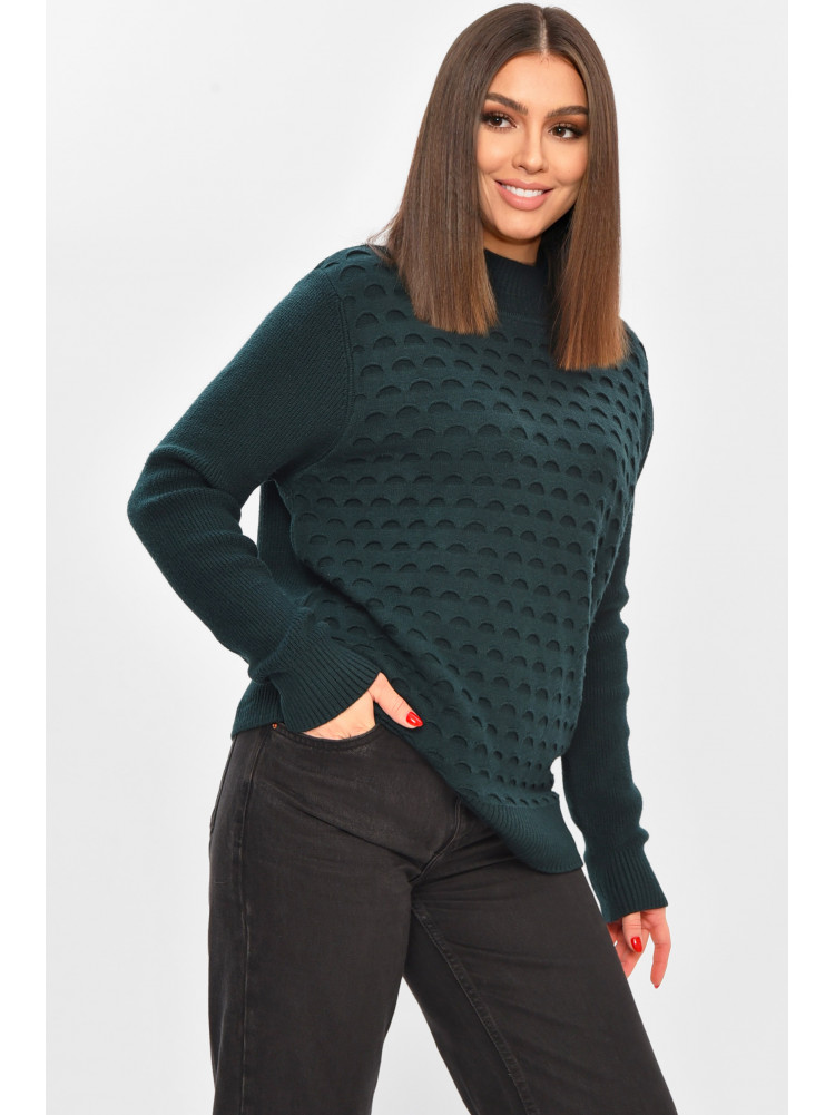Светр жіночий однотонний темно-зеленого кольору 2626 208549C