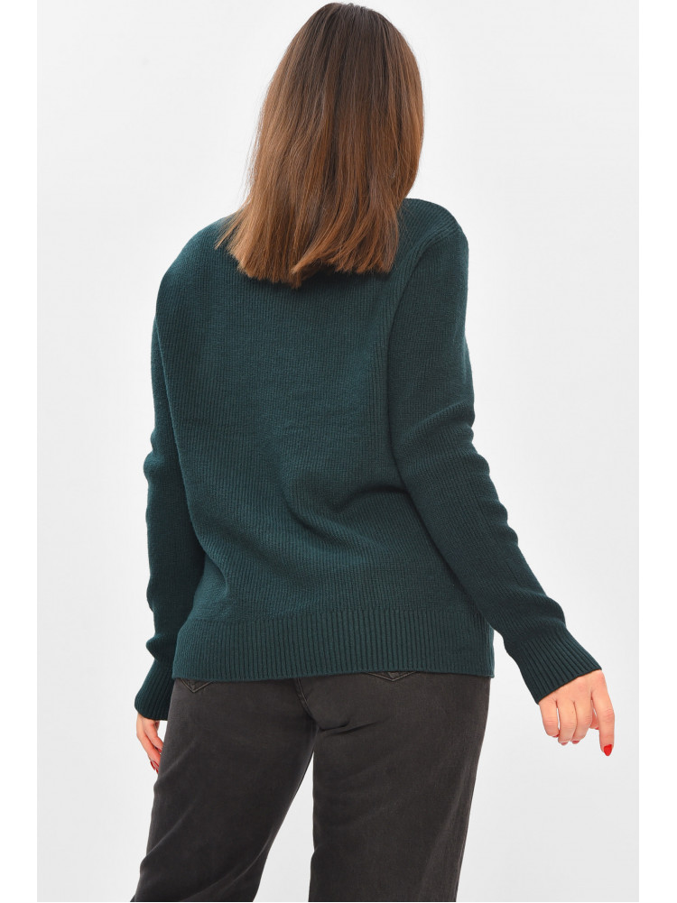 Светр жіночий однотонний темно-зеленого кольору 2626 208549C
