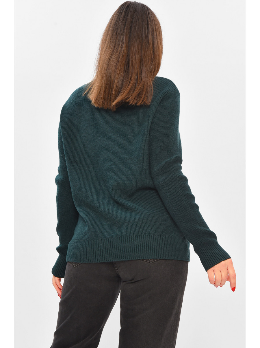 Светр жіночий однотонний темно-зеленого кольору 2626 208549C