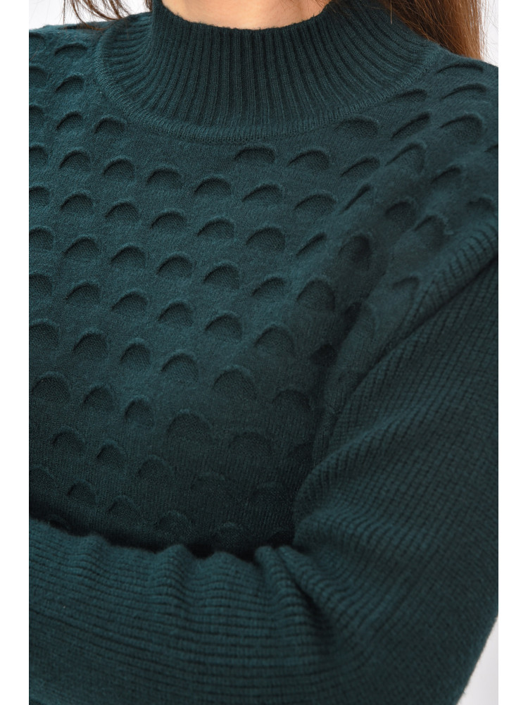 Светр жіночий однотонний темно-зеленого кольору 2626 208549C