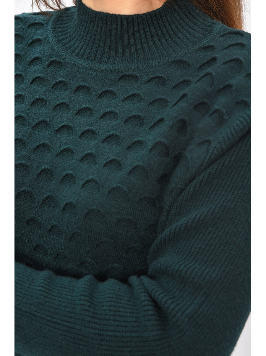 Светр жіночий однотонний темно-зеленого кольору 2626 208549C