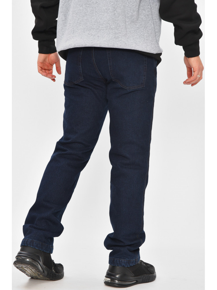 Джинсы мужские однотонные темно--синего цвета на флисе 9834 208550C