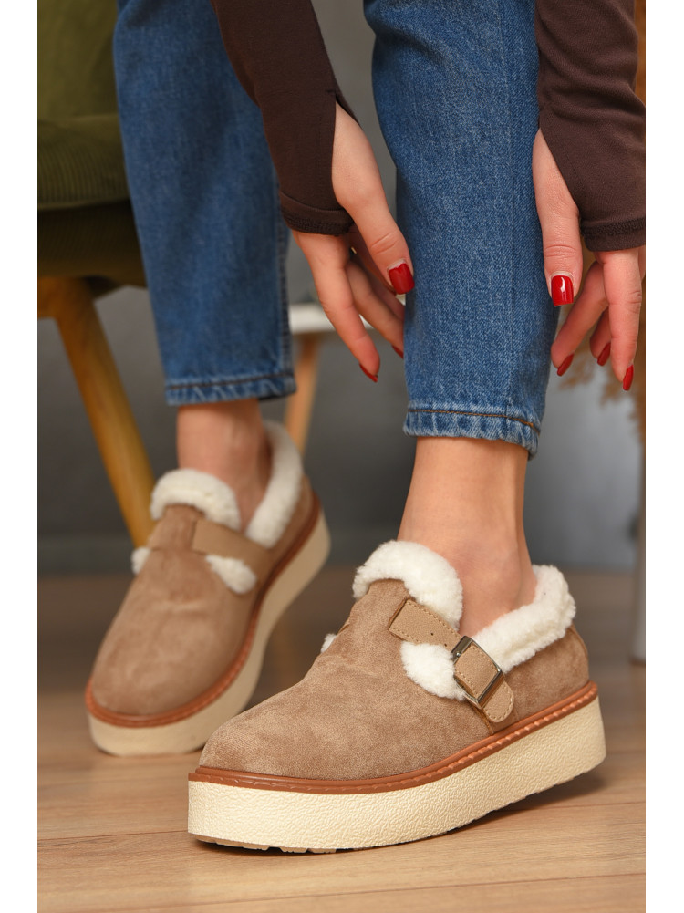 Лофери жіночі на хутрі бежевого кольору М202-2 208572C