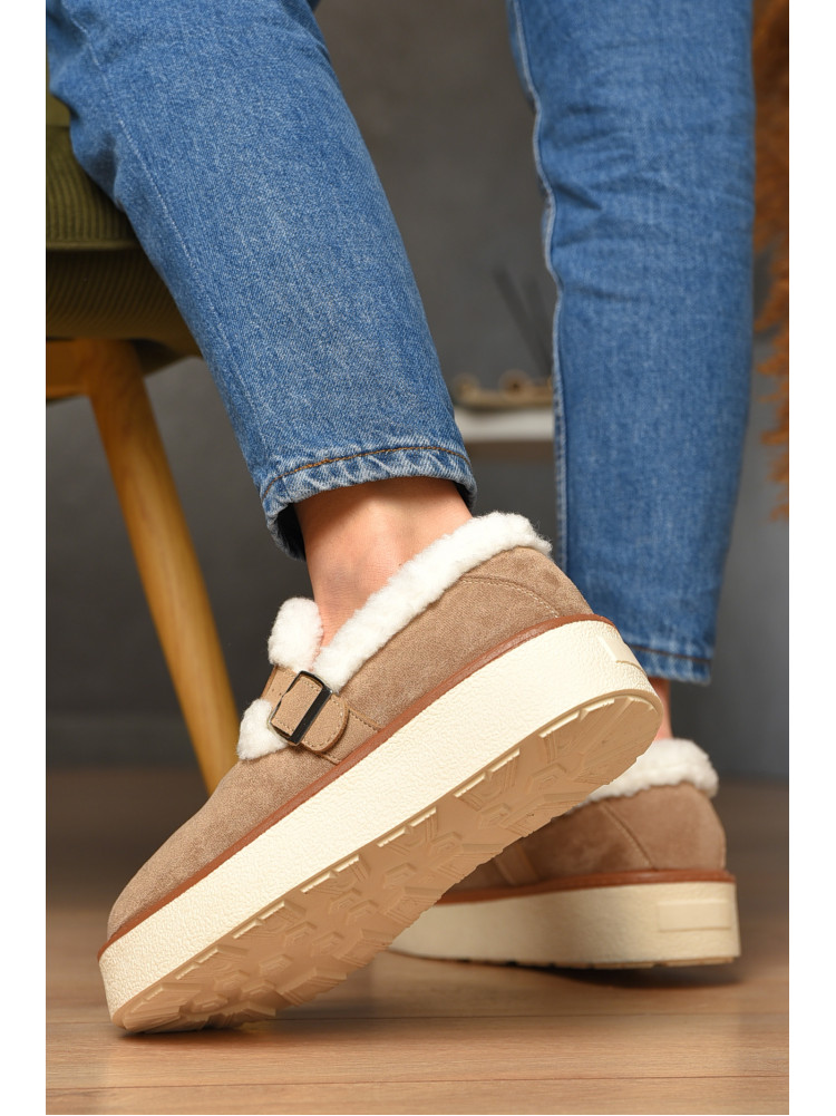 Лофери жіночі на хутрі бежевого кольору М202-2 208572C