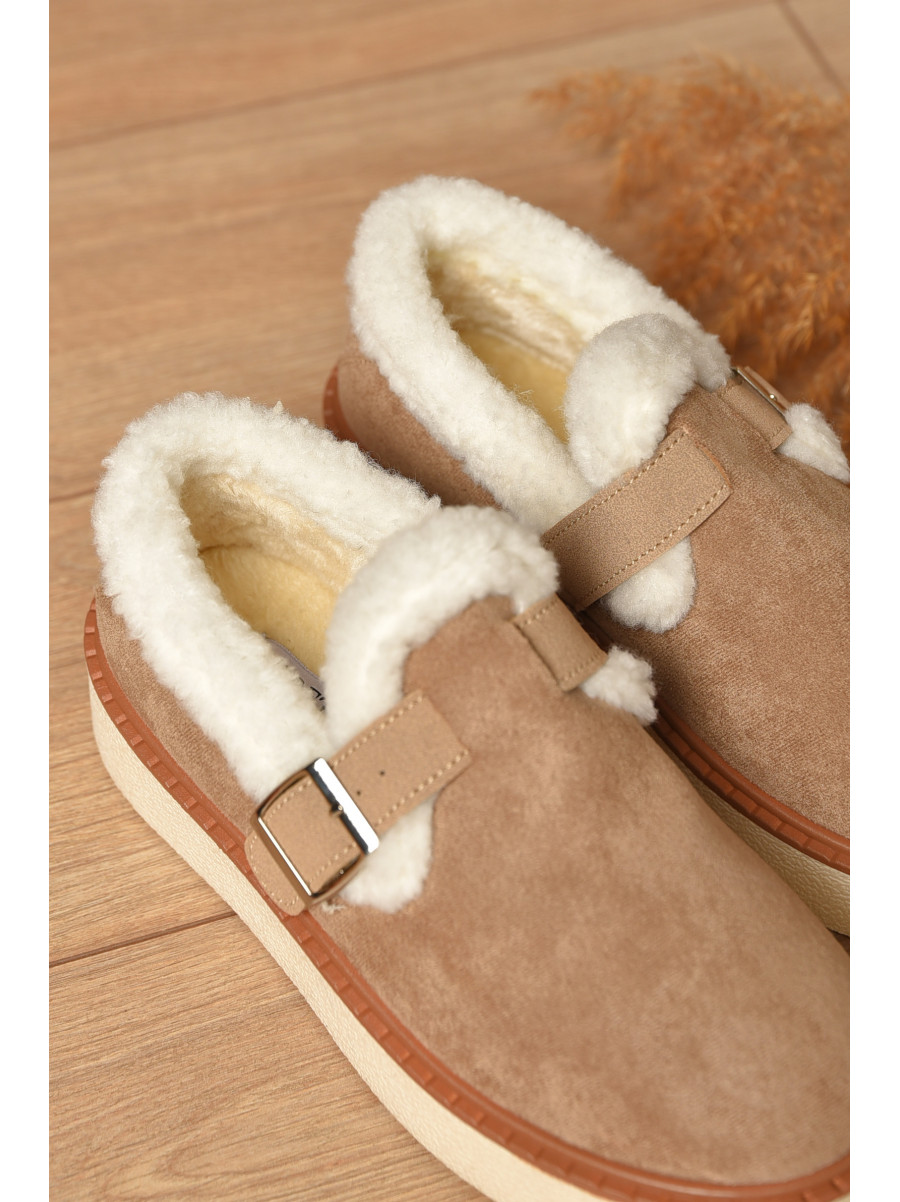 Лофери жіночі на хутрі бежевого кольору М202-2 208572C