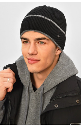 Шапка мужская на флисе черного цвета 208574C Шапка мужская на флисе черного цвета 208574C