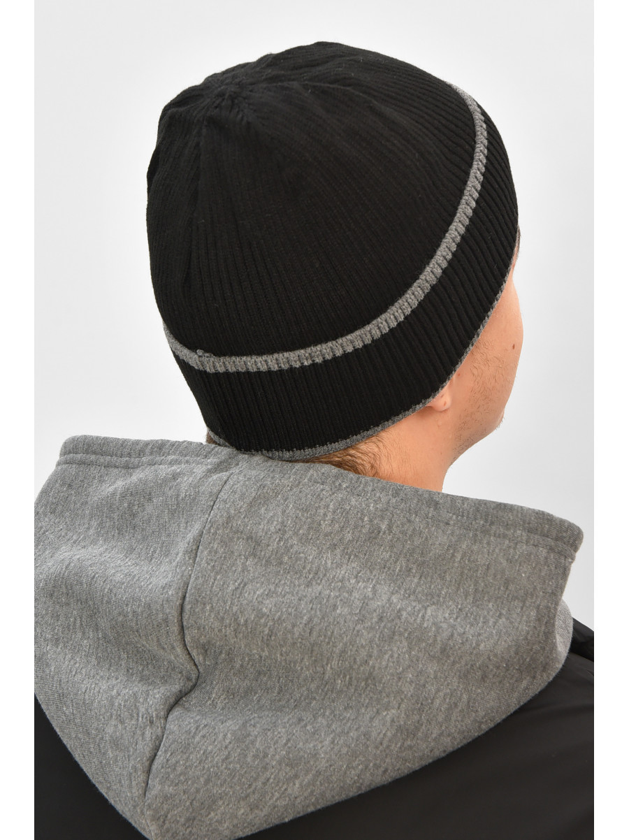 Шапка мужская на флисе черного цвета 208574C