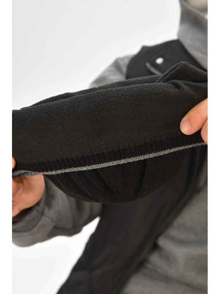 Шапка мужская на флисе черного цвета 208574C