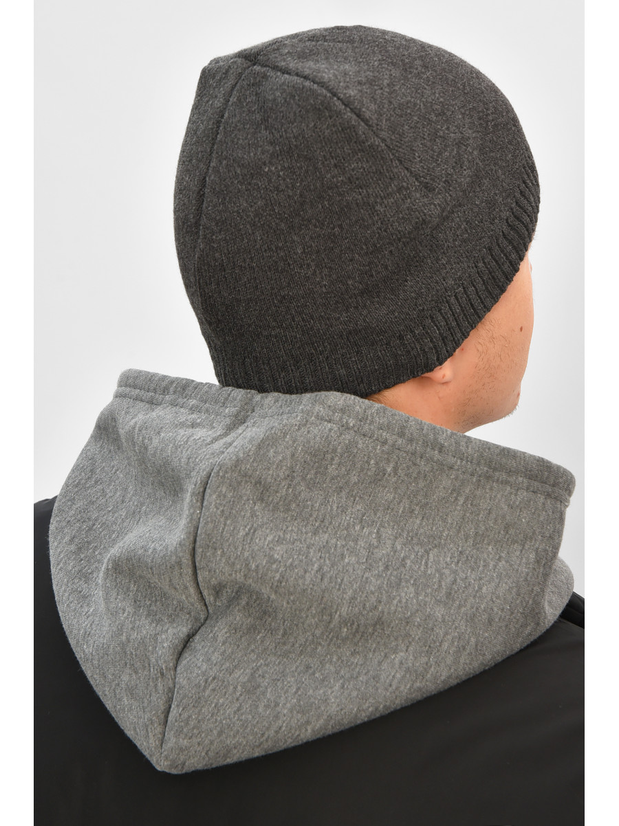 Шапка мужская на флисе серого цвета 208575C