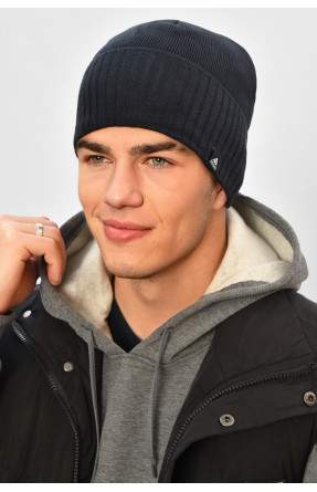 Шапка мужская на флисе темно-синего цвета 208576C Шапка мужская на флисе темно-синего цвета 208576C