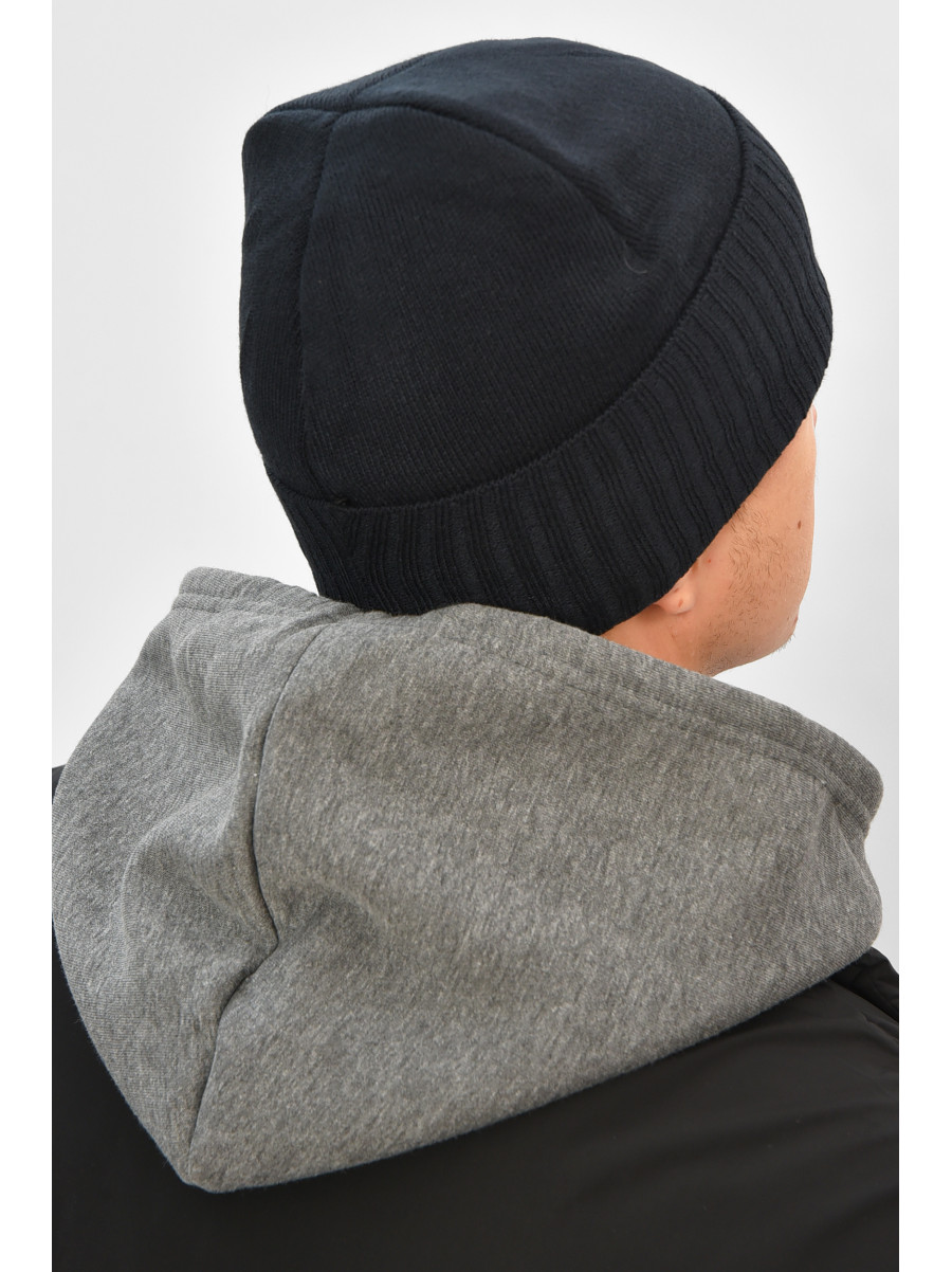 Шапка мужская на флисе темно-синего цвета 208576C