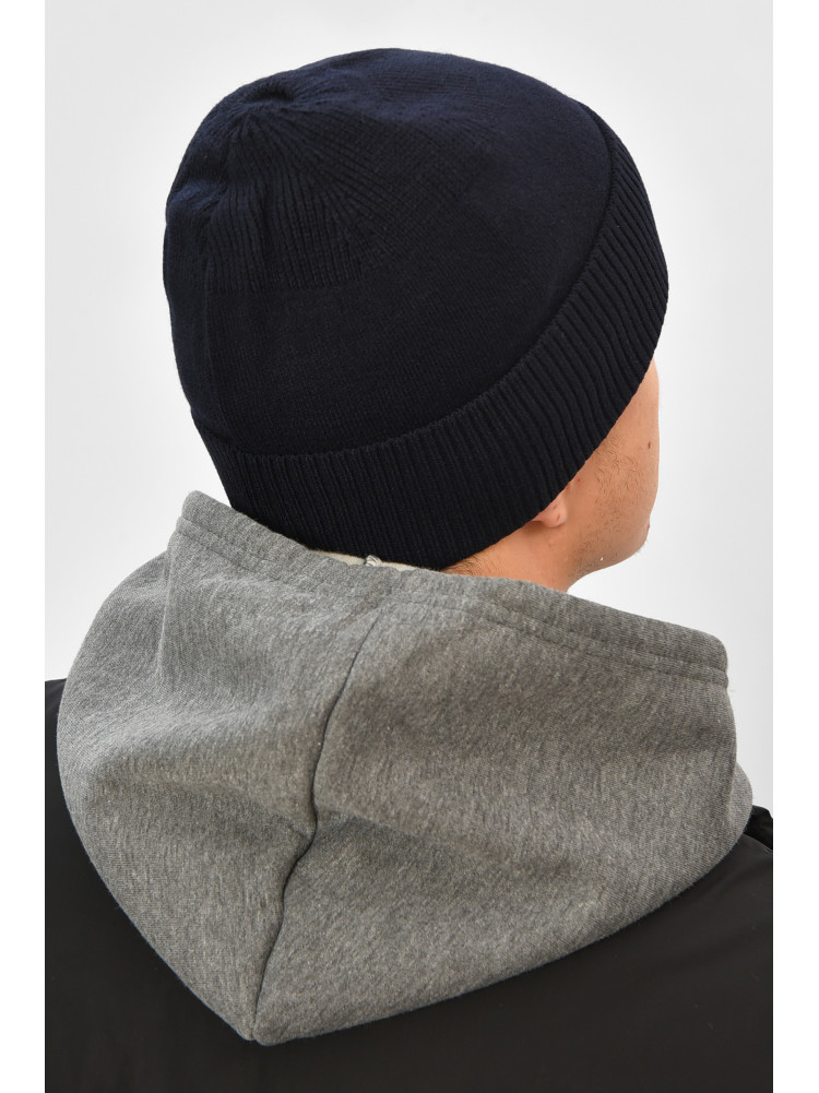 Шапка мужская на флисе темно-синего цвета 208577C