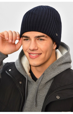 Шапка мужская на флисе темно-синего цвета 208579C Шапка мужская на флисе темно-синего цвета 208579C