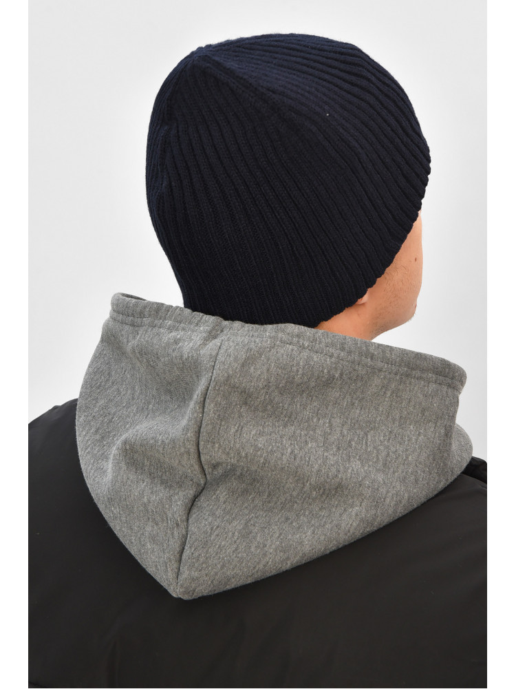 Шапка мужская на флисе темно-синего цвета 208579C