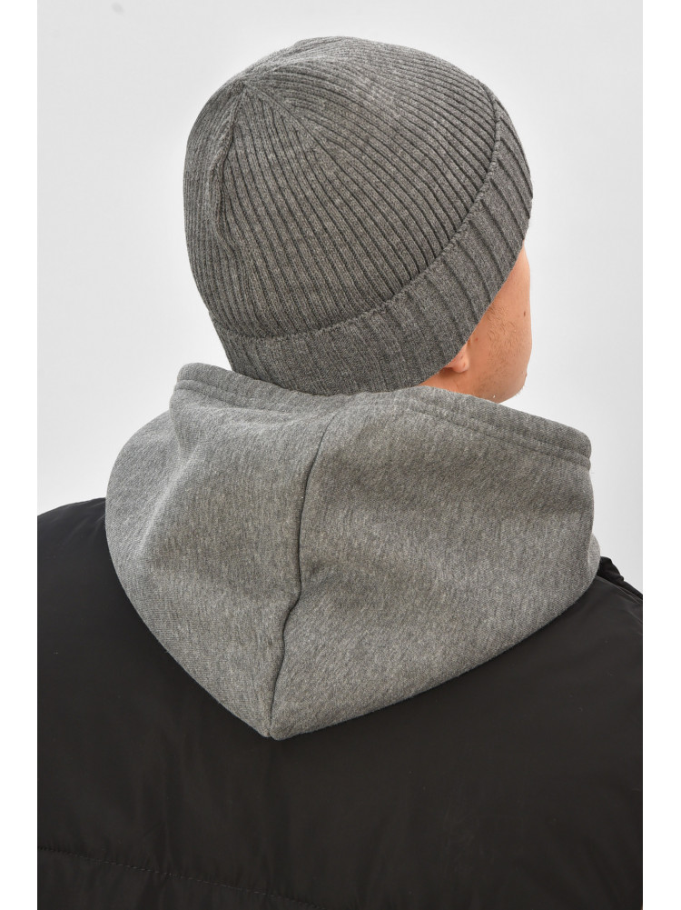 Шапка мужская на флисе серого цвета 208580C
