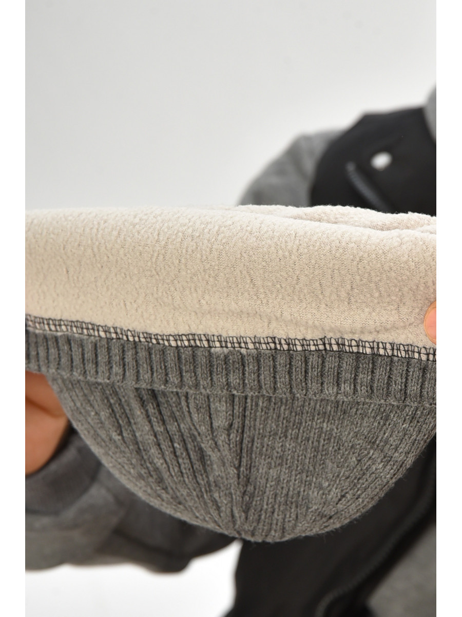 Шапка мужская на флисе серого цвета 208580C