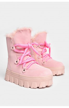 Черевики дитячі для дівчинки світло-рожевого кольору зимові F50938-B 208581C Черевики дитячі для дівчинки світло-рожевого кольору зимові F50938-B 208581C