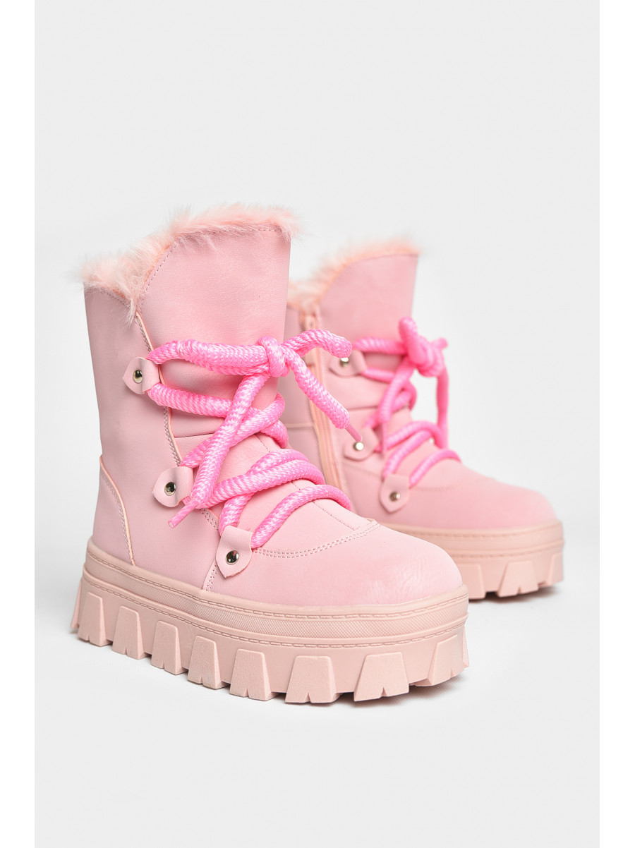 Черевики дитячі для дівчинки світло-рожевого кольору зимові F50938-B 208581C