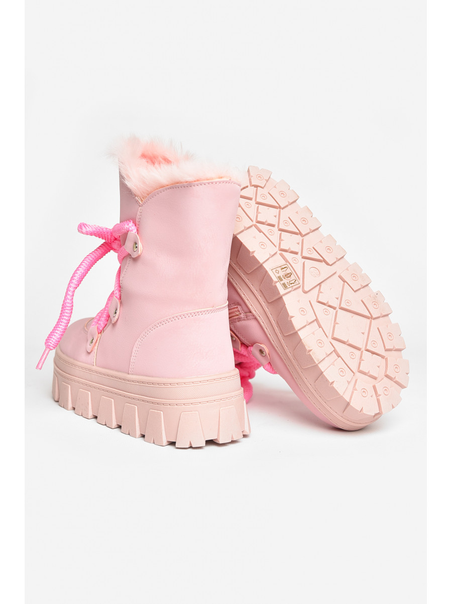 Черевики дитячі для дівчинки світло-рожевого кольору зимові F50938-B 208581C