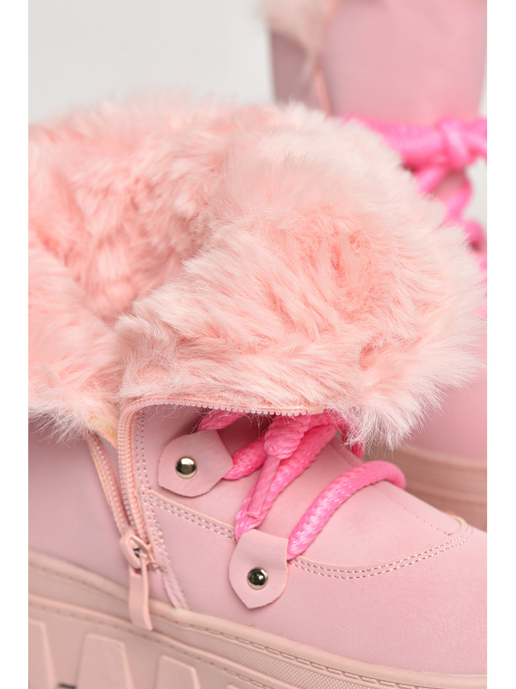 Черевики дитячі для дівчинки світло-рожевого кольору зимові F50938-B 208581C