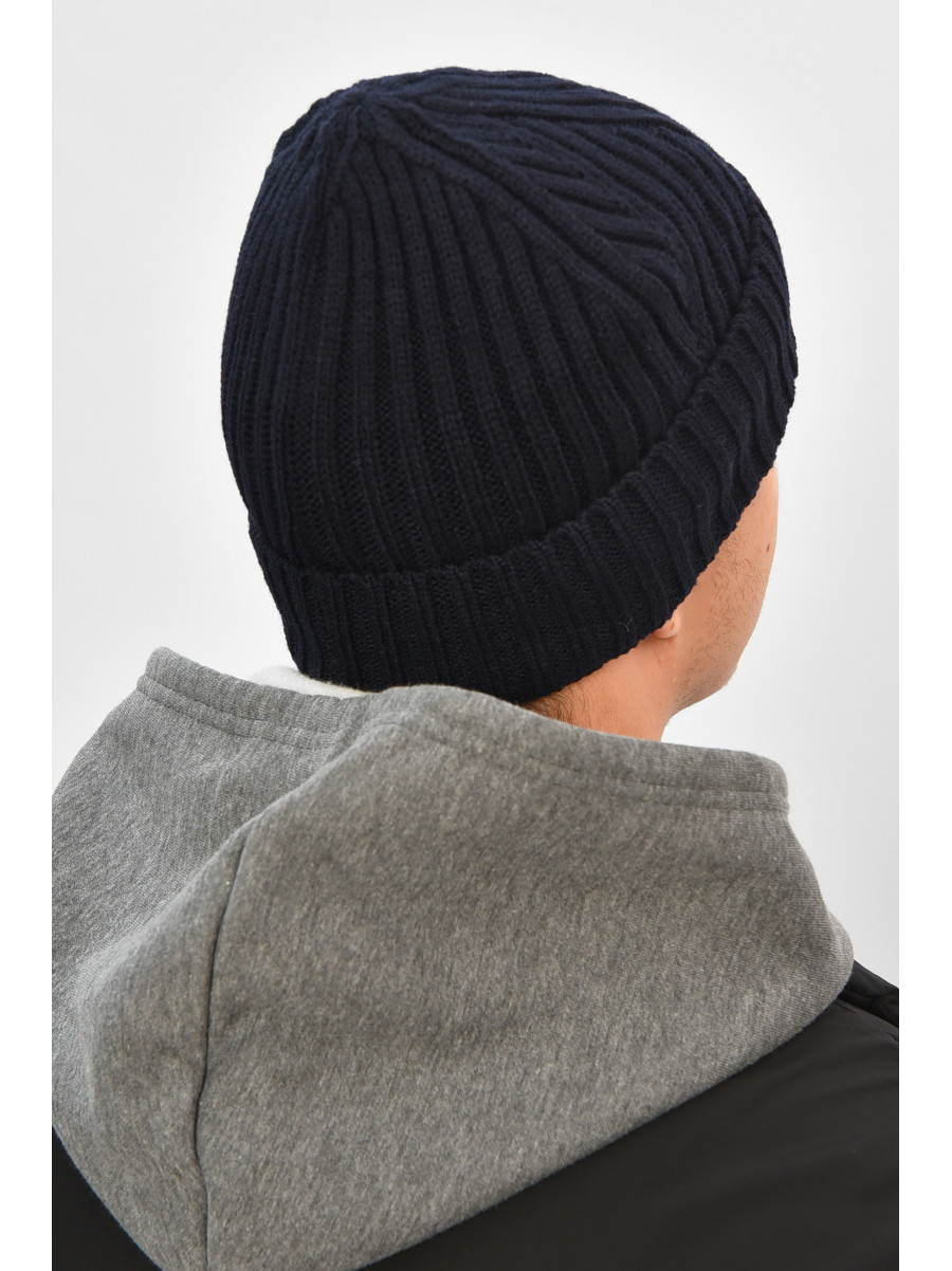 Шапка мужская на флисе темно-синего цвета 208582C