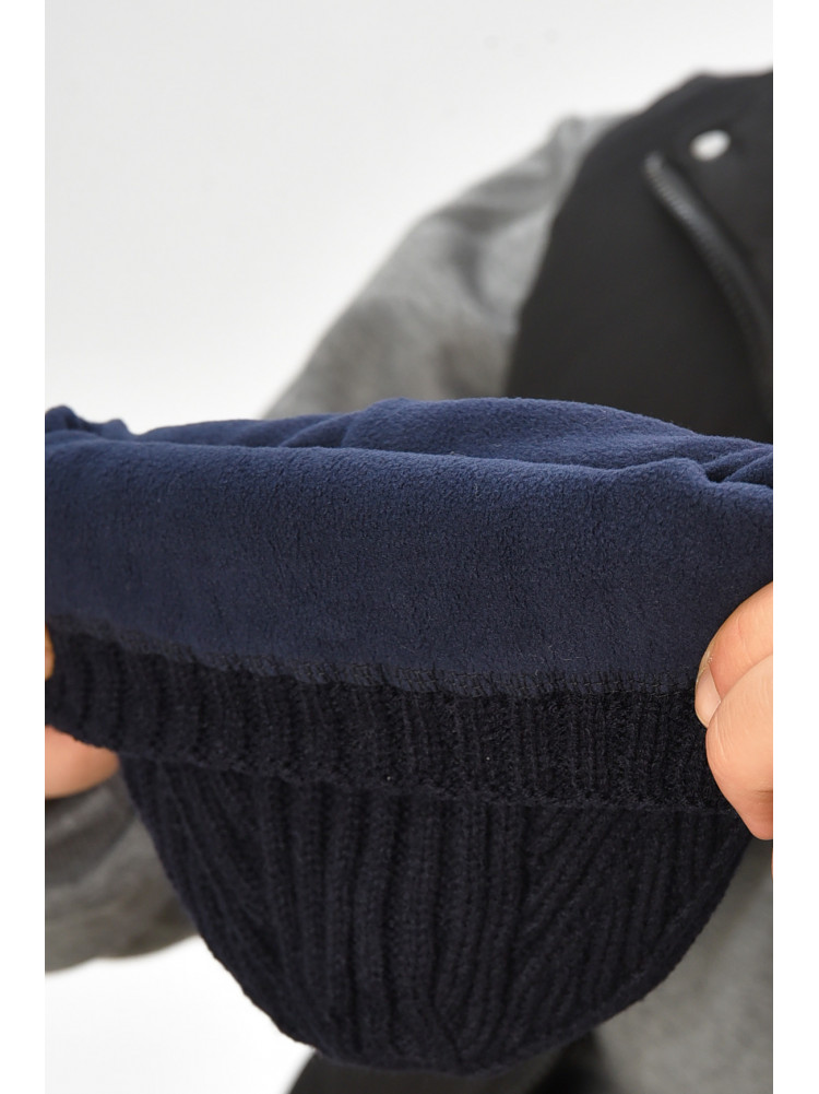 Шапка мужская на флисе темно-синего цвета 208582C