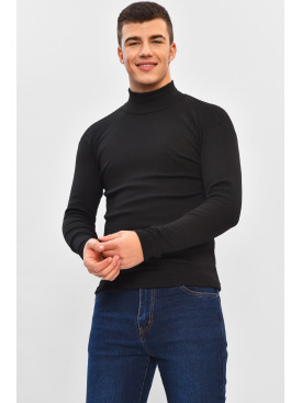 Гольф чоловічий однотонний на флісі чорного кольору 34336 208589C