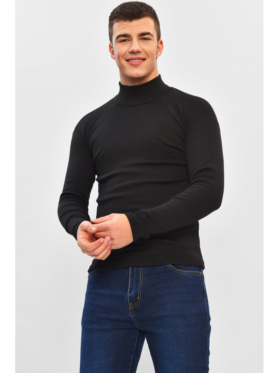 Гольф мужской однотонный на флисе черного цвета 34336 208589C