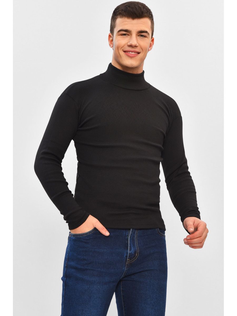 Гольф мужской однотонный на флисе черного цвета 34336 208589C