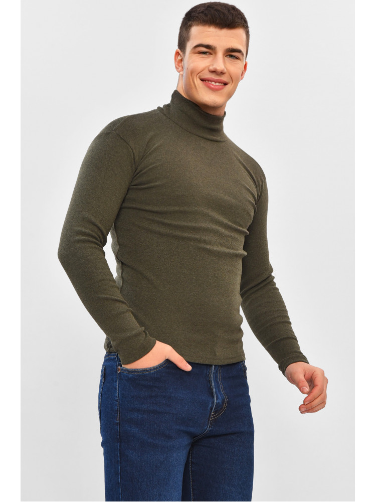 Гольф мужской однотонный на флисе цвета хаки 34336 208590C