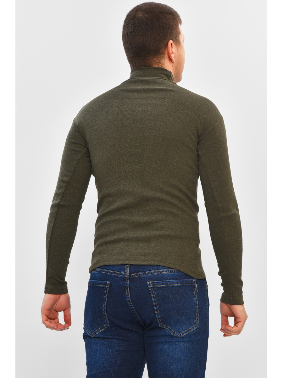 Гольф мужской однотонный на флисе цвета хаки 34336 208590C