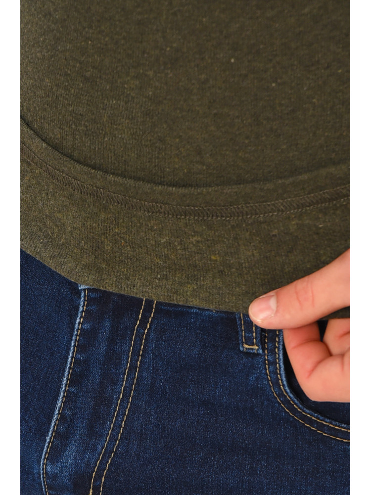 Гольф мужской однотонный на флисе цвета хаки 34336 208590C